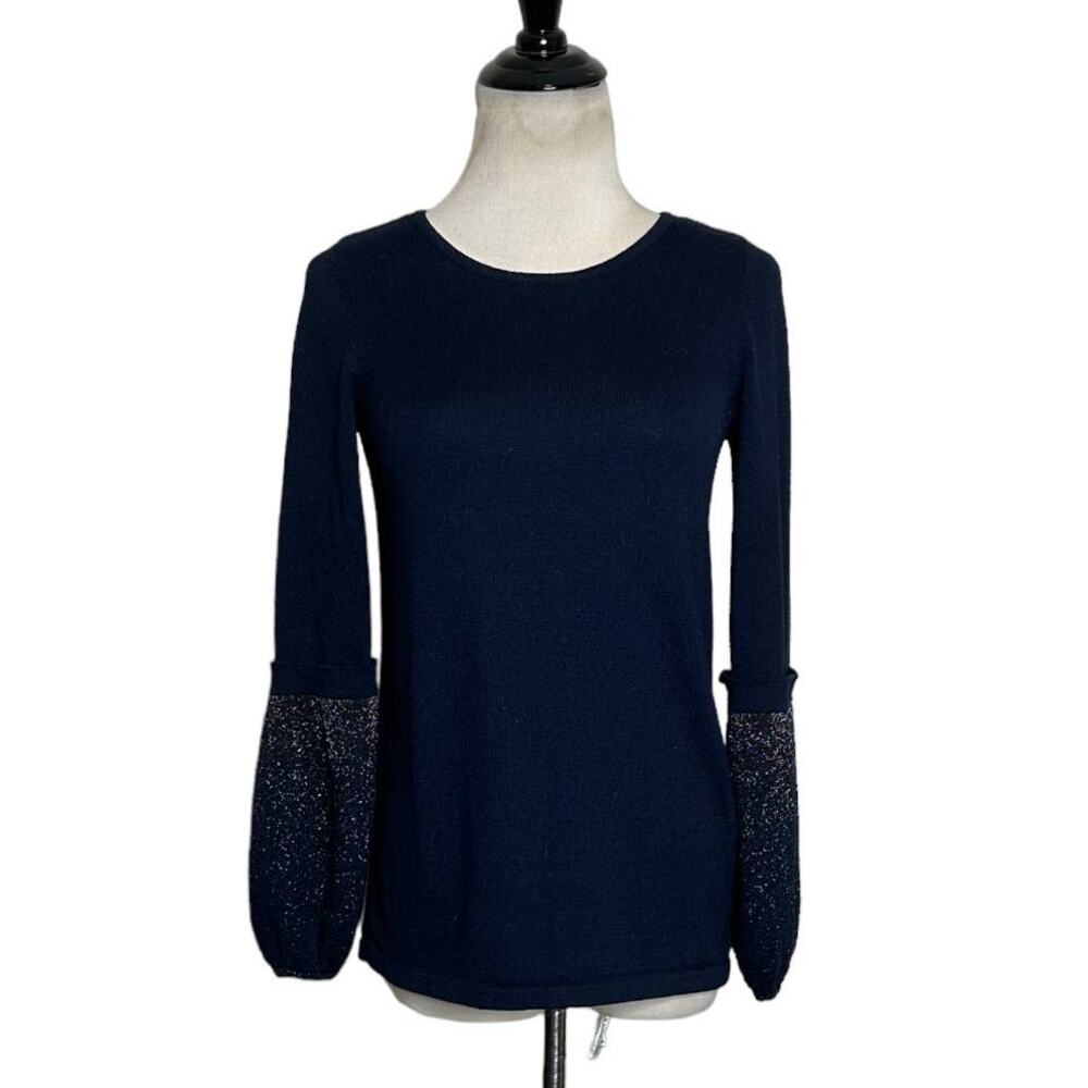 Kaia Collective navy blue long decorated sleeves sweater size XS